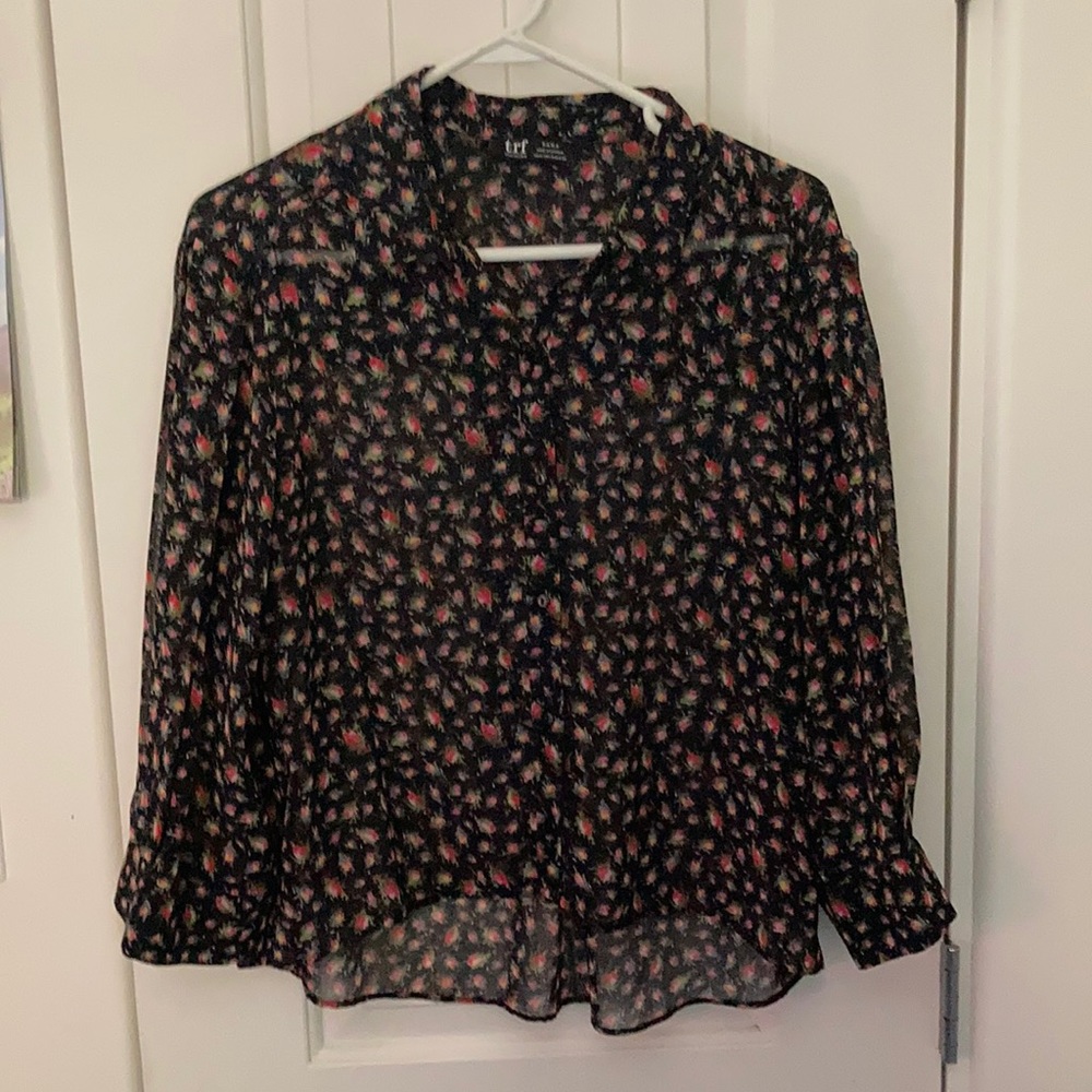 Sheer floral Zara blouse